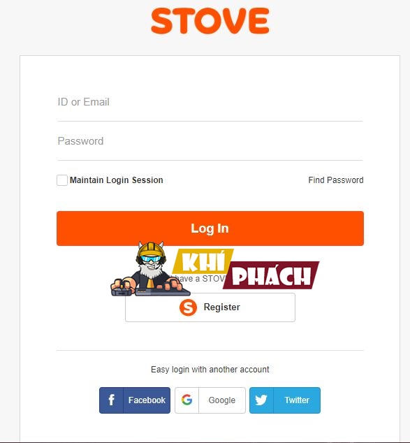 Giao diện bạn có thể đăng ký tài khoản Stove